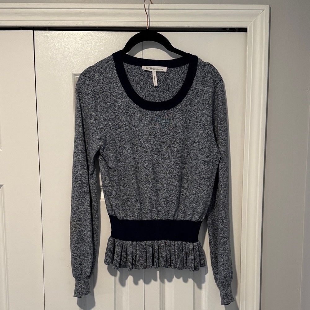 BCBGeneration Navy and light Blue Peplum sweater